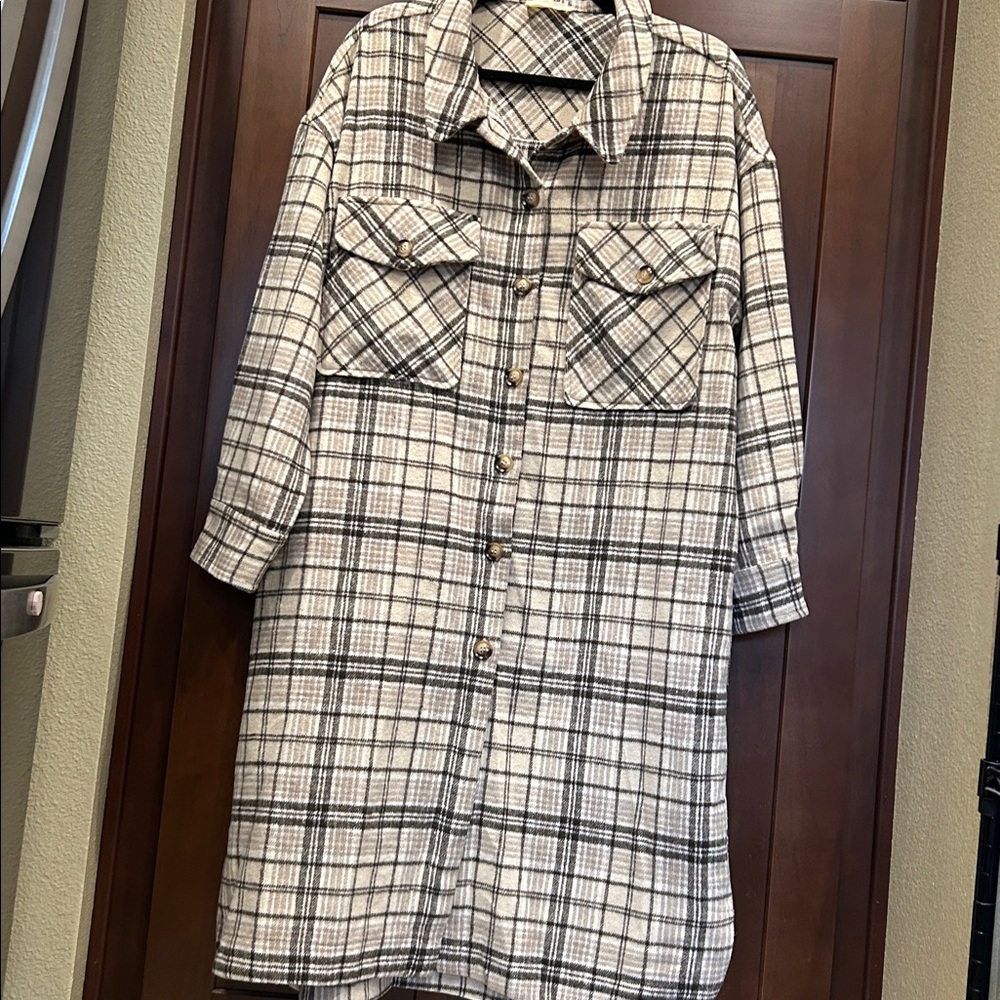 Ladies Brown Plaid “New In”Trench Coat